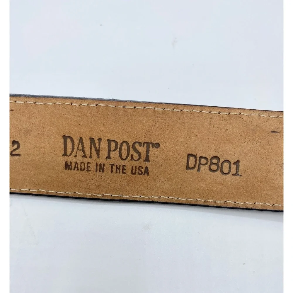 Dan Post Men's Genuine Lizard Western Black Belt with Buckle USA Size 32 Leather